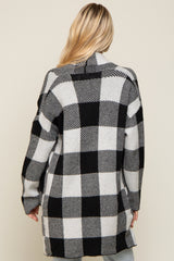 Black Plaid Shawl Cardigan