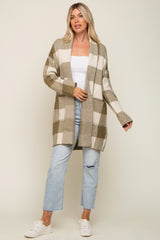 Olive Plaid Shawl Cardigan