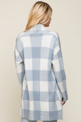 Light Blue Plaid Shawl Cardigan