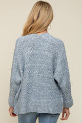 Blue Knit Cuffed Maternity Cardigan