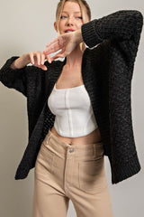 Black Knit Cuffed Maternity Cardigan