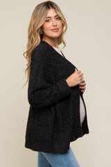 Black Knit Cuffed Maternity Cardigan