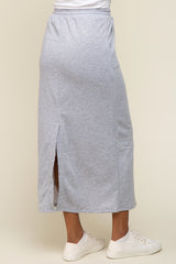 Grey Fleece Drawstring Maxi Skirt