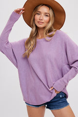 Lavender Knit Long Dolman Sleeve Top