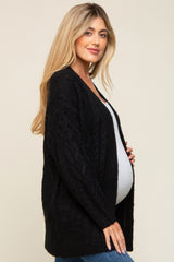 Black Cable Knit Maternity Cardigan