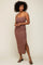 Brown Striped Sleeveless Fitted Maxi Dress