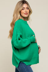 Green Mock Neck Maternity Sweater