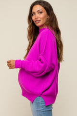 Magenta Mock Neck Maternity Sweater