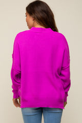 Magenta Mock Neck Maternity Sweater