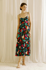 Black Printed Tiered Maternity Midi Dress