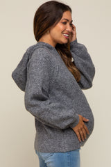 Grey Hooded Maternity Sweater