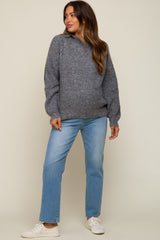 Grey Hooded Maternity Sweater