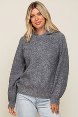 Grey Hooded Maternity Sweater