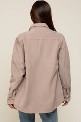 Taupe Corduroy Sherpa Lined Maternity Shacket