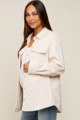 Cream Corduroy Sherpa Lined Maternity Shacket