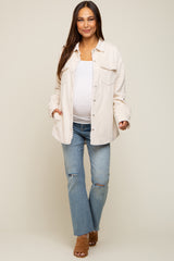 Cream Corduroy Sherpa Lined Maternity Shacket