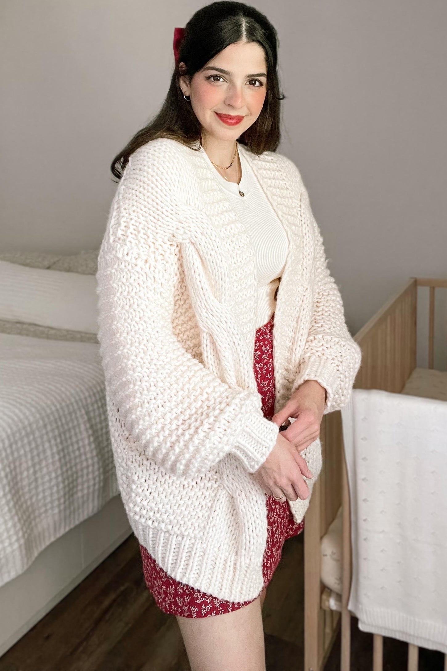 Cream Chunky Knit Cardigan