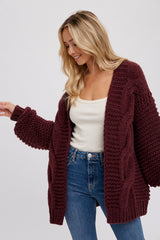 Burgundy Chunky Knit Cardigan