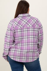 Lavender Plaid Button Down Plus Flannel