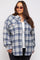 Navy Blue Flannel Plaid Button Up Plus Shacket
