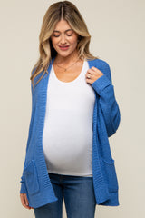 Blue Cuff Sleeve Maternity Cardigan