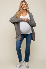 Heather Grey Cuff Sleeve Maternity Cardigan