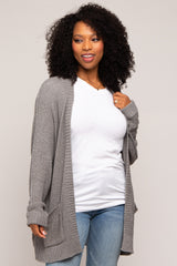 Heather Grey Cuff Sleeve Maternity Cardigan