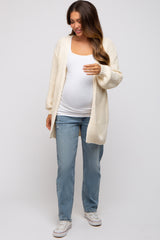 Cream Chunky Knit Oversized Maternity Cardigan