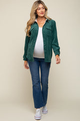 Forest Green Reversible Maternity Shirt Jacket