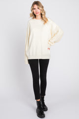 Cream Cable Knit Sleeve Sweater