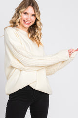 Cream Cable Knit Sleeve Sweater