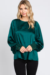 Forest Green Satin Sequin Cuff Maternity Blouse