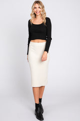 Ivory Knit Fitted Maternity Skirt