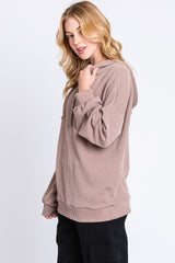 Mocha Ribbed Hooded Top