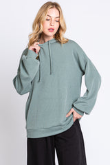 Light Olive Ribbed Hooded Maternity Top