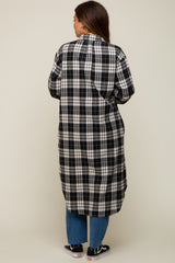 Black Plaid Maternity Oversized Shirt