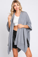 Heather Draped Cable Knit Dolman Sleeve Cardigan