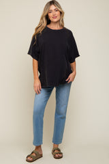 Black Faded Oversized Maternity T-Shirt