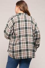 Forest Green Plaid Button Down Maternity Plus Top