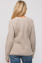 Beige Basic Chunky Knit Maternity Sweater