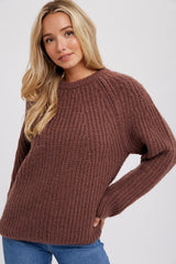 Brown Basic Chunky Knit Maternity Sweater