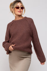 Brown Basic Chunky Knit Maternity Sweater