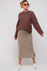 Brown Basic Chunky Knit Maternity Sweater