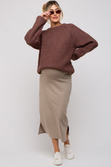 Brown Basic Chunky Knit Maternity Sweater