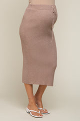 Mocha Rib Knit Maternity Midi Skirt