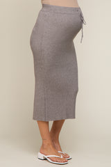 Grey Rib Knit Maternity Midi Skirt