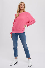 Fuchsia Knit Long Sleeve Top