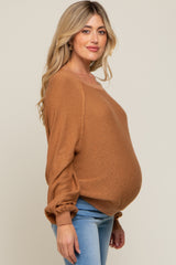 Camel Knit Long Sleeve Maternity Top