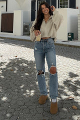 Taupe Oversized Zip Up Maternity Cardigan