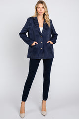 Navy Pinstripe Front Pocket Blazer